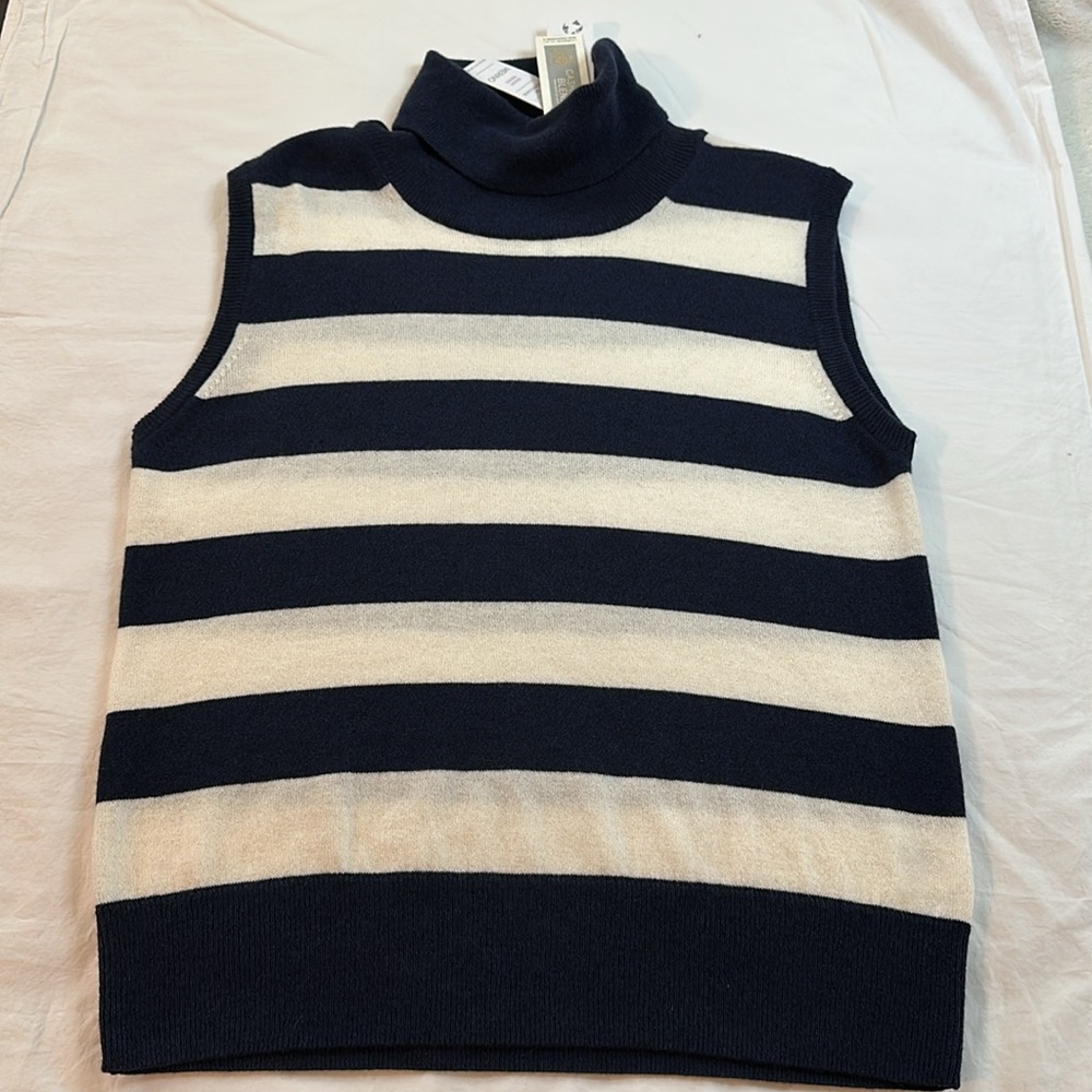 WE NORWEGIANS Gullholmen striped merino wool and cashmere-blend vest Size L